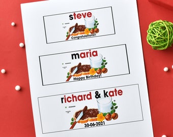 Nutella Label With Message, Personalised Nutella Jar Label With Message, Digital Nutella Label