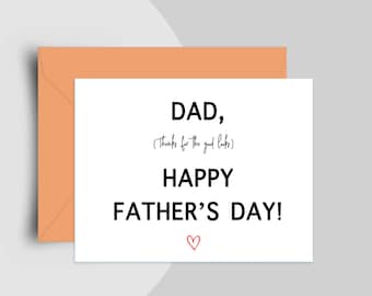 Thank You Dad Father's Day Card, Funny Fathers Day Gift, Gift For Dad