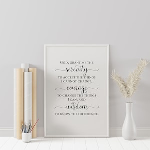 Serenity Prayer, Printable Christian House Gift, Religious Wall Art, Kitchen Decor, Dining Room Decor, Digital Wall Prints