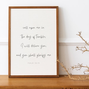 Psalm 50:15, Modern Bible Verse Print, Modern Scripture Wall Art, Religious Gifts, Aesthetic Christian Wall Art, Minimalist Home Decor