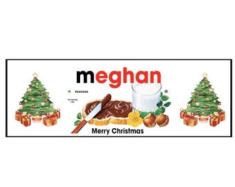 Christmas Gift Personalized Nutella Jar Label, Digital Nutella Label With Message, Christmas Present For Her, For Him, Custom Nutella Gift
