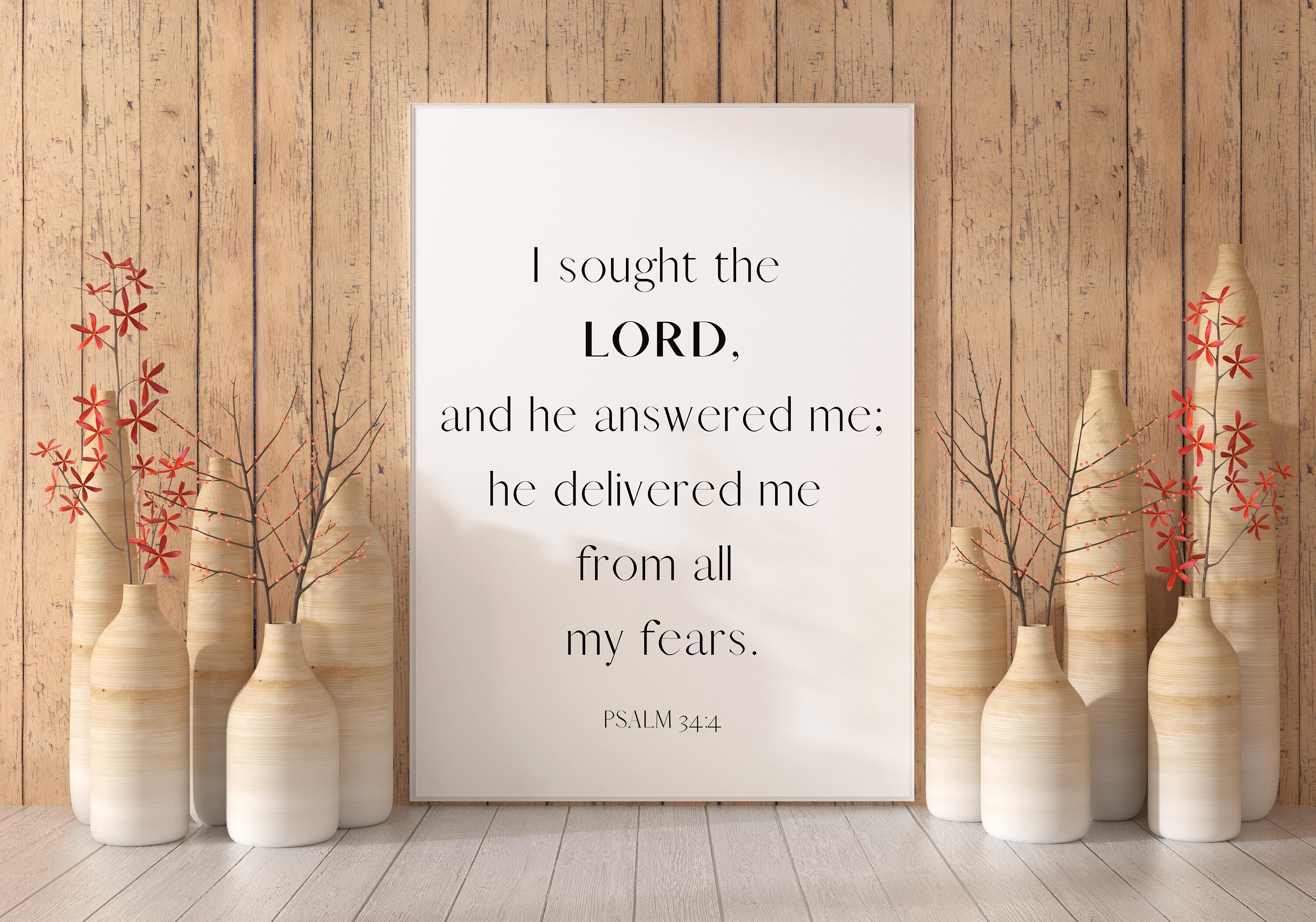 Bible Verse Printable | Psalm 34: 4 | Scripture Wall Art | Modern ...