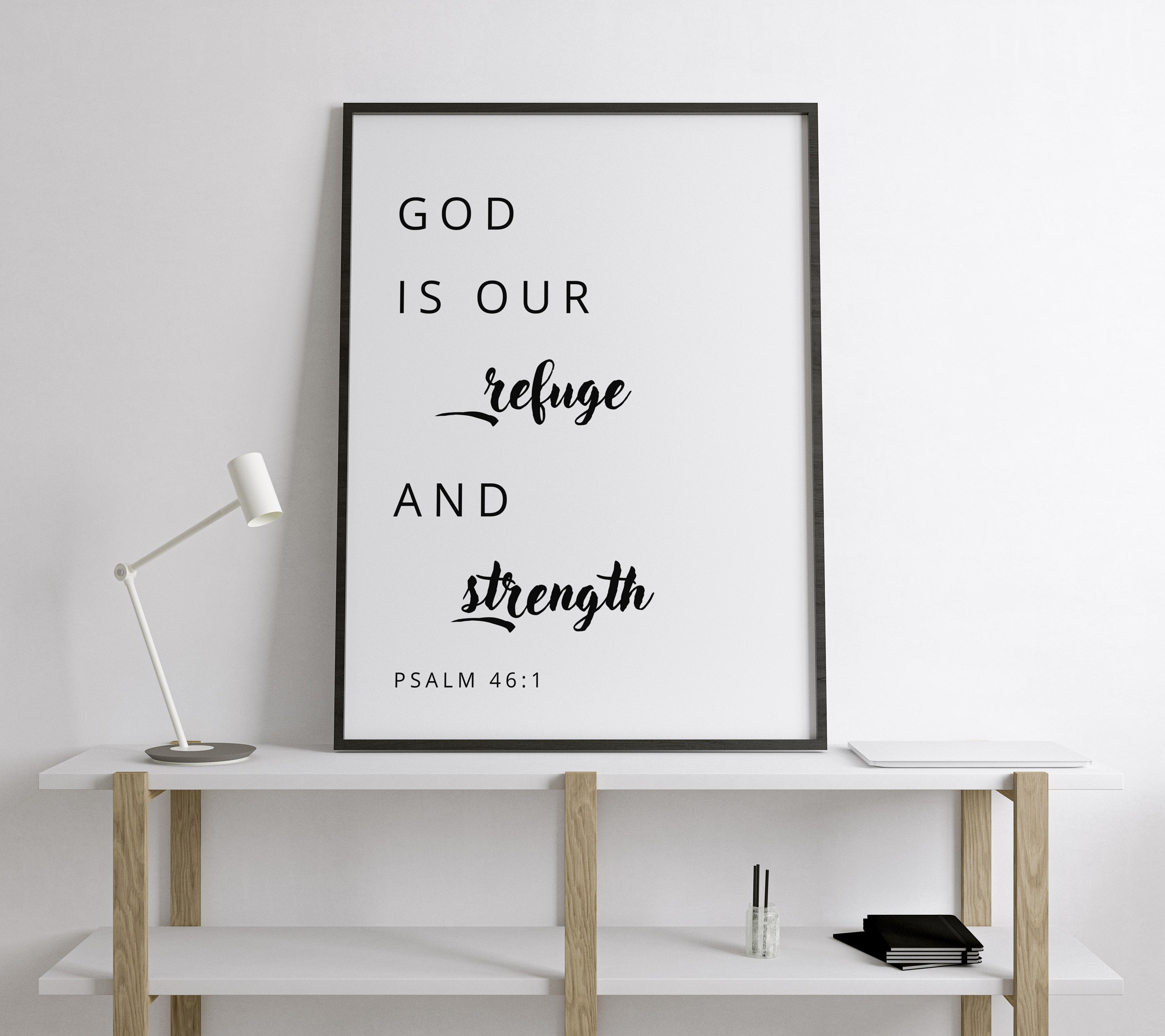 Psalm 46:1, Bible Verse Printable Wall Art, Bible Verse Digital Print ...