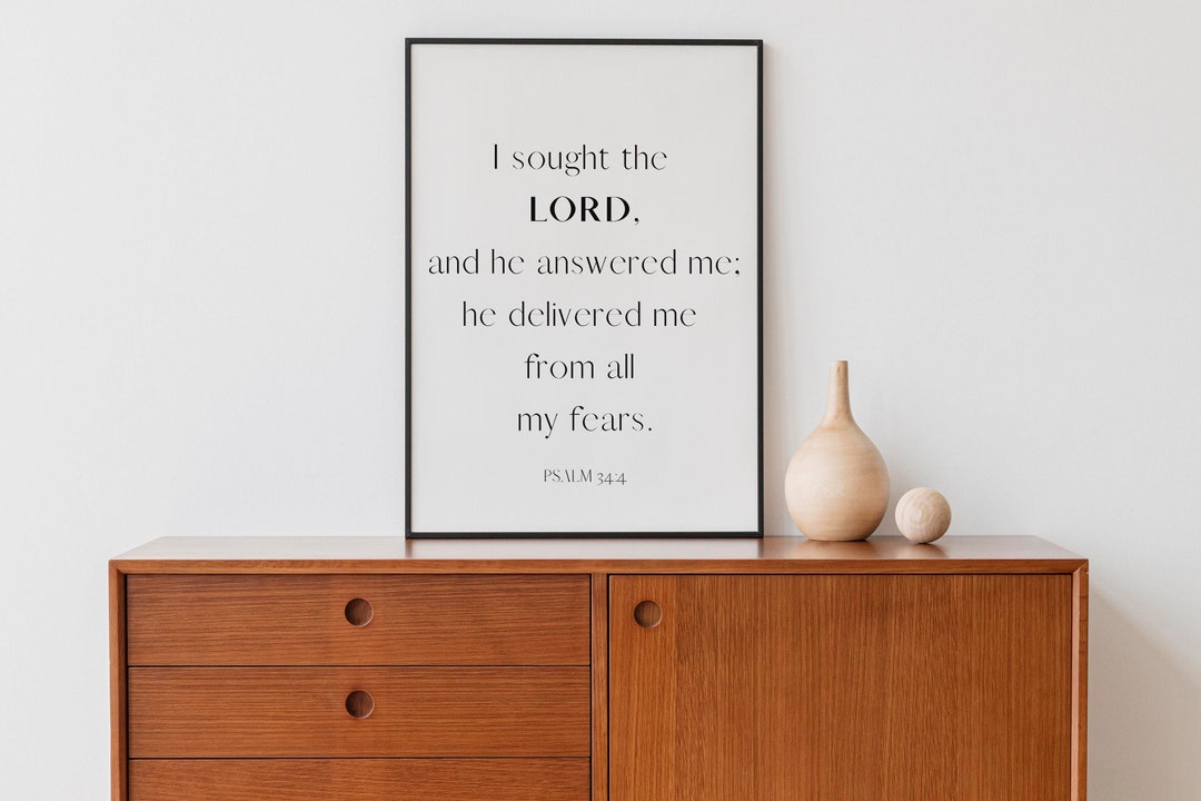 Bible Verse Printable | Psalm 34: 4 | Scripture Wall Art | Modern ...