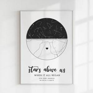 Personalisierte Sternenkarte nach Datum Poster, Stadtplan Druck, Einzigartige Geschenkidee, Sternbild Druck, Erstes Jubiläumsgeschenk, Hochzeitsgeschenk, Geschenk für Männer