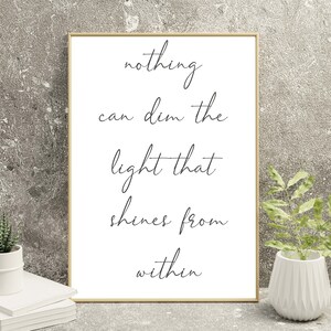 Printable Wall Art, Light That Shines Within, Home Decor, Maya Angelou Quote, Motivational Quote, Home Decor