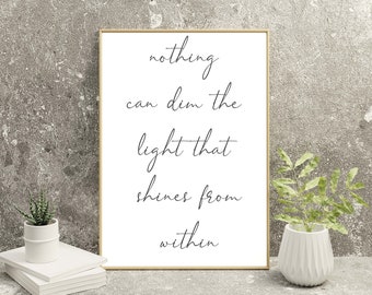 Printable Wall Art, Light That Shines Within, Home Decor, Maya Angelou Quote, Motivational Quote, Home Decor