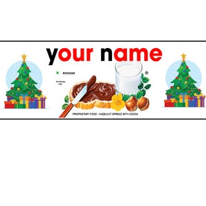 Weihnachtsgeschenk personalisierte Nutella Dose, Digitales Nutella Label mit Botschaft, Weihnachtsgeschenk für Sie, Geschenke für Ihn, Individuelles Nutella Geschenk Bild 2