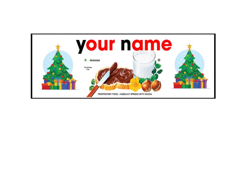 Weihnachtsgeschenk personalisierte Nutella Dose, Digitales Nutella Label mit Botschaft, Weihnachtsgeschenk für Sie, Geschenke für Ihn, Individuelles Nutella Geschenk Bild 2