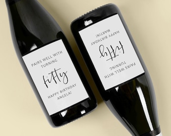 Personalized Wine Bottle Label, Birthday Wine Gift, Personalised Gift, Printable Sticker, Digital Download, Last Minute Gifts
