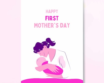 Eerste Moederdagkaart, Moederdagkaart, Happy Mothers Day, Nieuwe Moeder Cadeau, Digitale Kaart, Van dochter, Van zoon, Eerste keer moeder