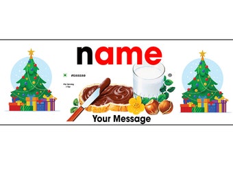 Christmas Gift Personalized Nutella Jar, Digital Nutella Label With Message, Christmas Present For Her, Gifts For Him, Custom Nutella Gift