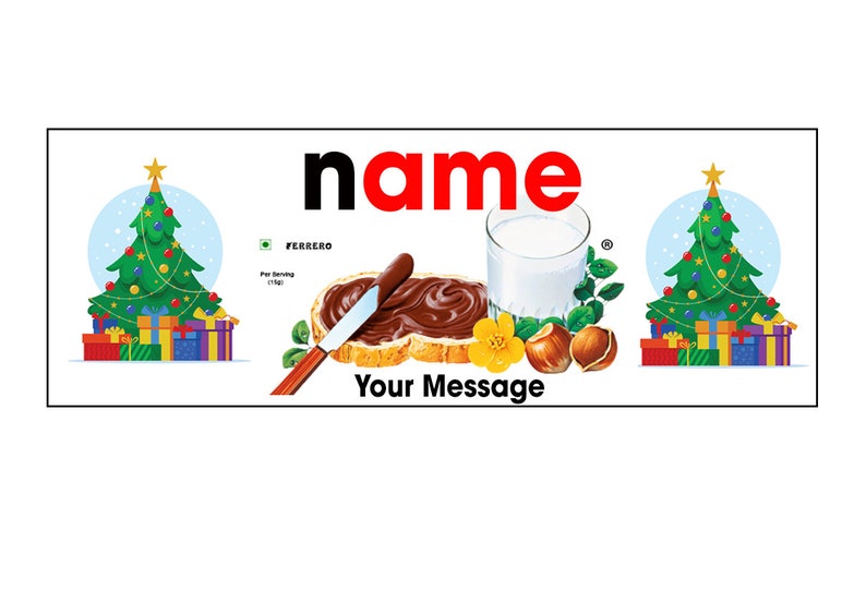 Weihnachtsgeschenk personalisierte Nutella Dose, Digitales Nutella Label mit Botschaft, Weihnachtsgeschenk für Sie, Geschenke für Ihn, Individuelles Nutella Geschenk Bild 1