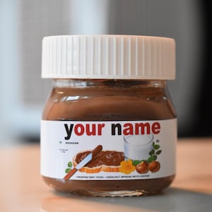 Personalised Mini Nutella Jar Label Digital File