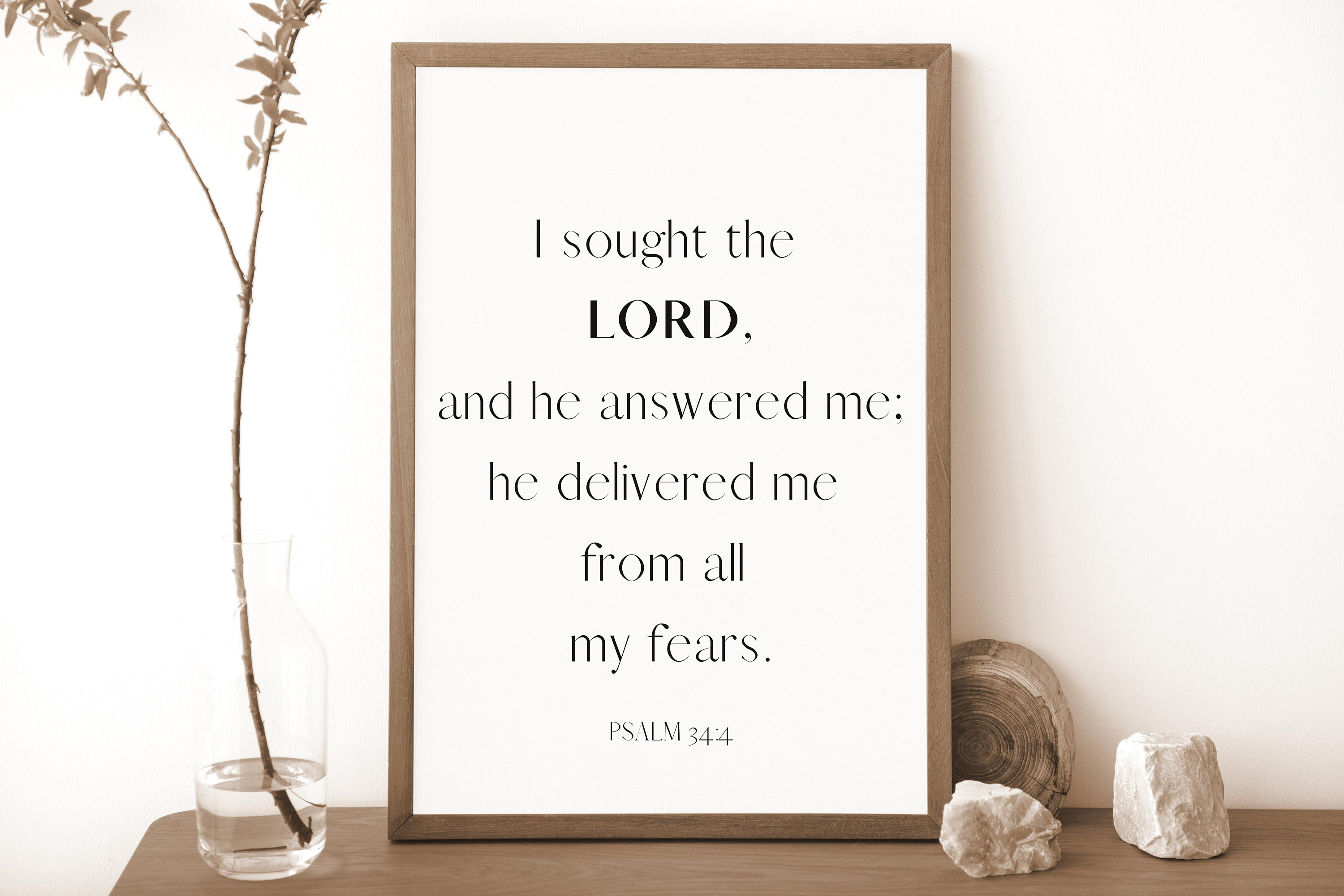 Bible Verse Printable | Psalm 34: 4 | Scripture Wall Art | Modern ...