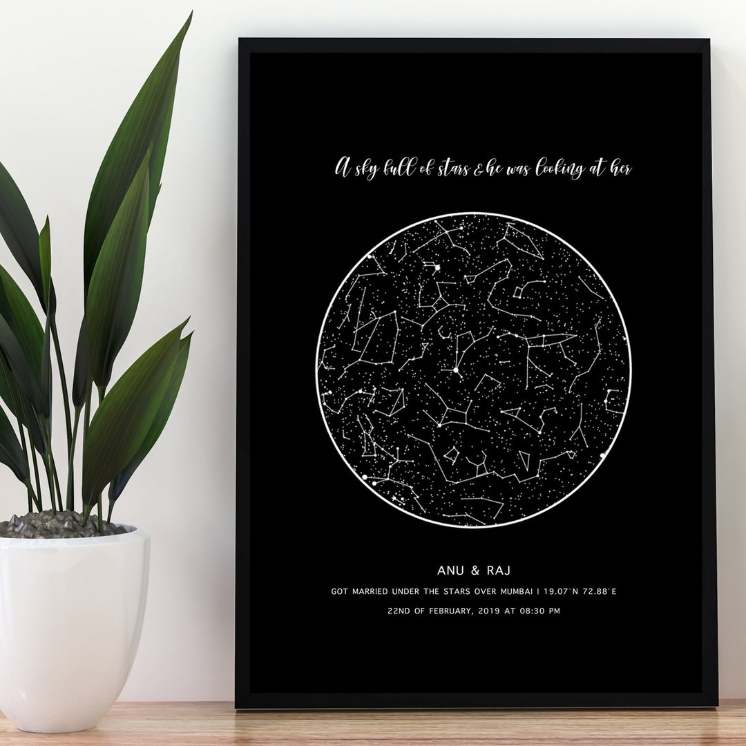 Custom Night Sky Print, Star Map by Date, the Night We Met ...