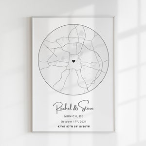 Cadeau de fiançailles, Cadeau personnalisé, Cadeaux de mariage, Impression de coordonnées, Cadeau de couple, Cadeau de fiançailles, Carte de l’endroit où nous nous sommes rencontrés, Localisation GPS