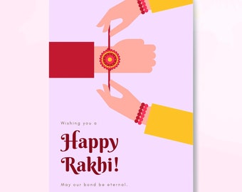 Rakhi Karte für Bruder, für Schwester, Happy Raksha Bandhan, digitale Karte, Rakhi Geschenk, Grußkarte zum Ausdrucken