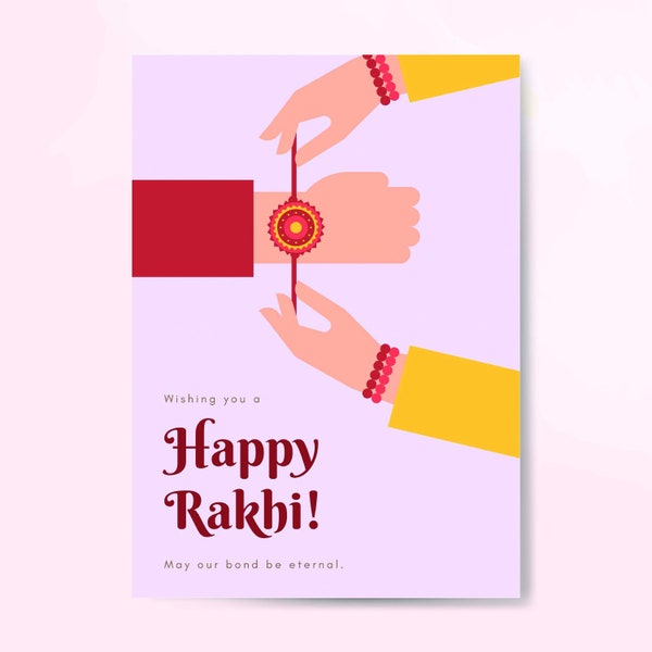 Rakhi Card For Brother, For Sister, Happy Raksha Bandhan, Digital Card, Rakhi Gift, Greeting Card Printable