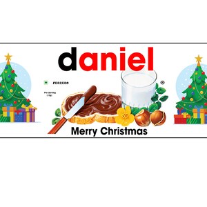 Weihnachtsgeschenk personalisierte Nutella Dose, Digitales Nutella Label mit Botschaft, Weihnachtsgeschenk für Sie, Geschenke für Ihn, Individuelles Nutella Geschenk Bild 3