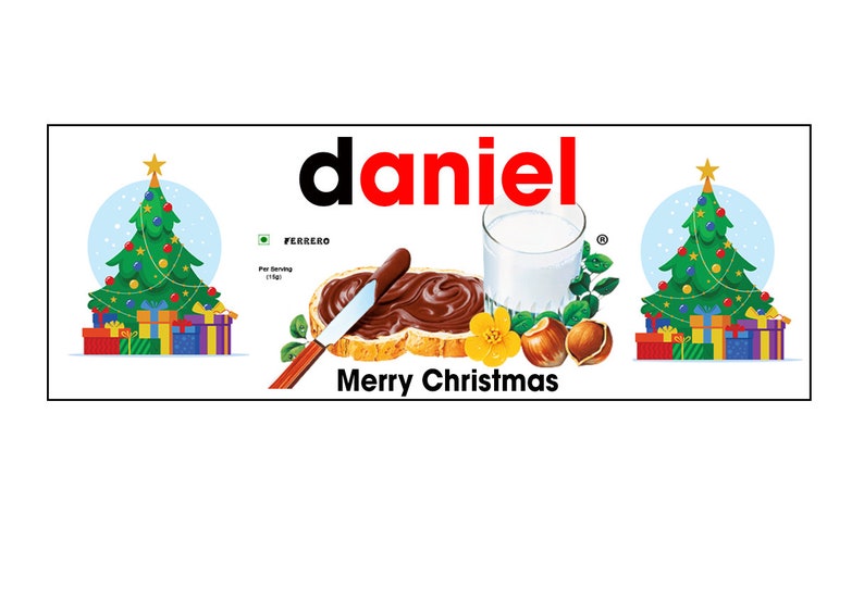 Weihnachtsgeschenk personalisierte Nutella Dose, Digitales Nutella Label mit Botschaft, Weihnachtsgeschenk für Sie, Geschenke für Ihn, Individuelles Nutella Geschenk Bild 3