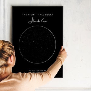 Personalised Constellation Map, Star Map Print, Custom Star Map Art, Night Sky By Date, Wedding Gift Couple, Anniversary Gift, Engagement