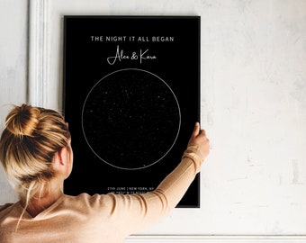 Gepersonaliseerde Constellation Map, Star Map Print, Aangepaste Star Map Art, Night Sky By Date, Wedding Gift Couple, Anniversary Gift, Verloving