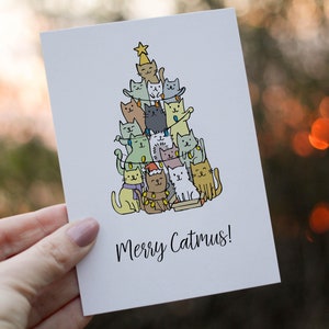 Fröhliche Katze, druckbare Weihnachtskarte, Weihnachtsgeschenk, festliche Grußkarte, digitaler Download, Frohe Weihnachten