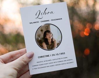 Personalized Birthday Card, Star Sign Card, Zodiac Card, Astrology Card, Custom Photo Card, Birth Sign, Horoscope, Aquarius Ariel Taurus