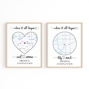 wo alles begann, Karte, personalisierte Karte, Koordinaten Druck, wo wir uns trafen, Geschenk für Paare, Jahrestag Geschenk, wo alles begann