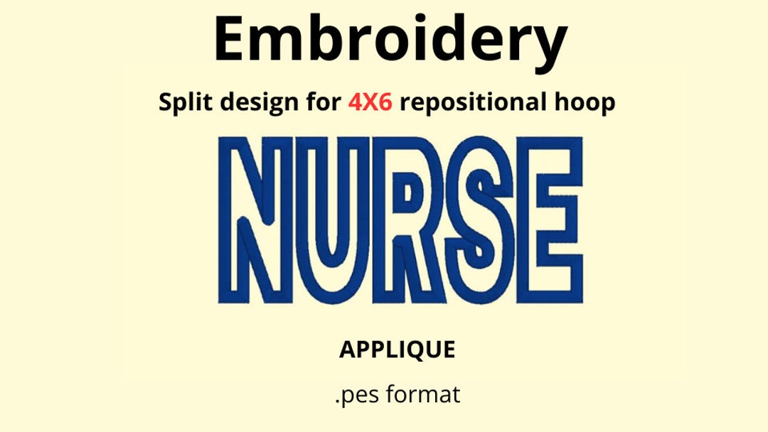 Repositional Embroidery Nurse Applique Embroidery Design Split for Repositional Hoop Hooping ...