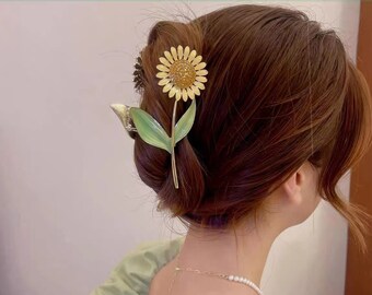 1 Pack Sunflower Hair Claws, Fairy Hair Clip, Metal Hair Claws, Flower Hair Clip, Designer Hair Clip, Women's Hair Clip, Hair Accessories.