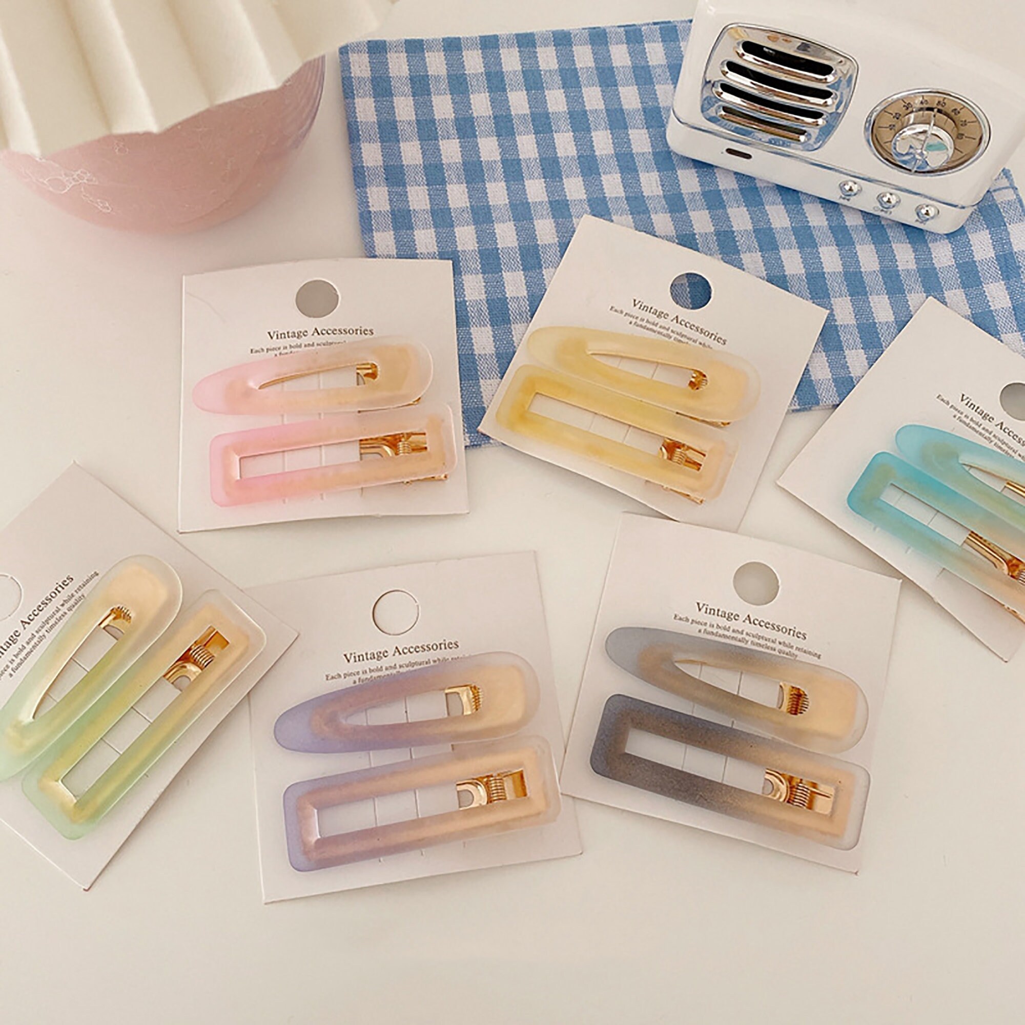 4 Pack Gradients Acrylic Hair Clips Droplet Hair Clips Etsy