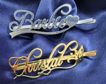 Custom Name Hair Clip, Custom Bridesmaid Hairpin, Personalized Metal Hair Clip, Non-Slip French Barrette, Bridesmaid Gift, Personalized Gift