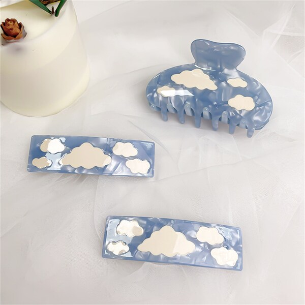 1 Pack, Cute Sky Hair Claw, The Blue Sky and White Clouds Hairpin, Sky Hair Clip, Acetate Hair Claw, Cute Hair Claws, Hair Accessories.