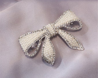 Lovely Crystal Leather Hair Bows Hair clips Barrette Rhinestone Hairpin girls UK 