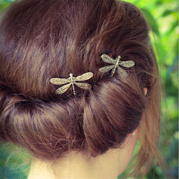 2 Pack, Silver Dragonfly Hair Clips, Metal Hair Clip, Cute Hair Claws, Korean Hairpin, Dragonfly Hairpin, Barrette, Hair Accessories.