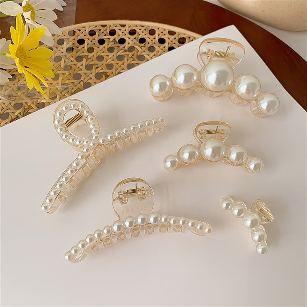 1 Pack Pearl Hair Clamp for Girl Pearl Hair Clip Daily Hair Etsy