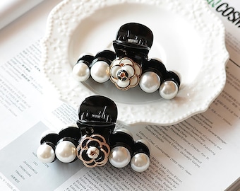 Girl Simple Mini Small Hair Claws Camellia Imitation Pearl Hair