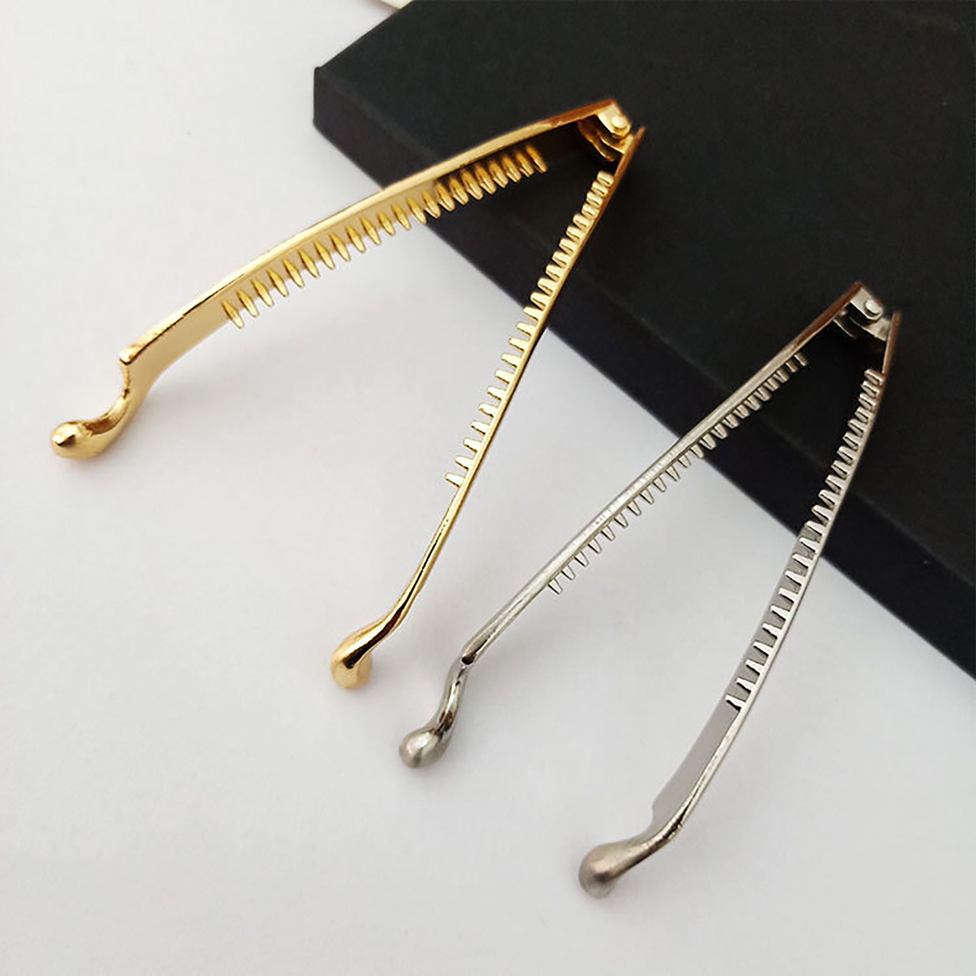 2 Pack Banana Clips Silver Banana Clip Gold Hairpin Korean Etsy