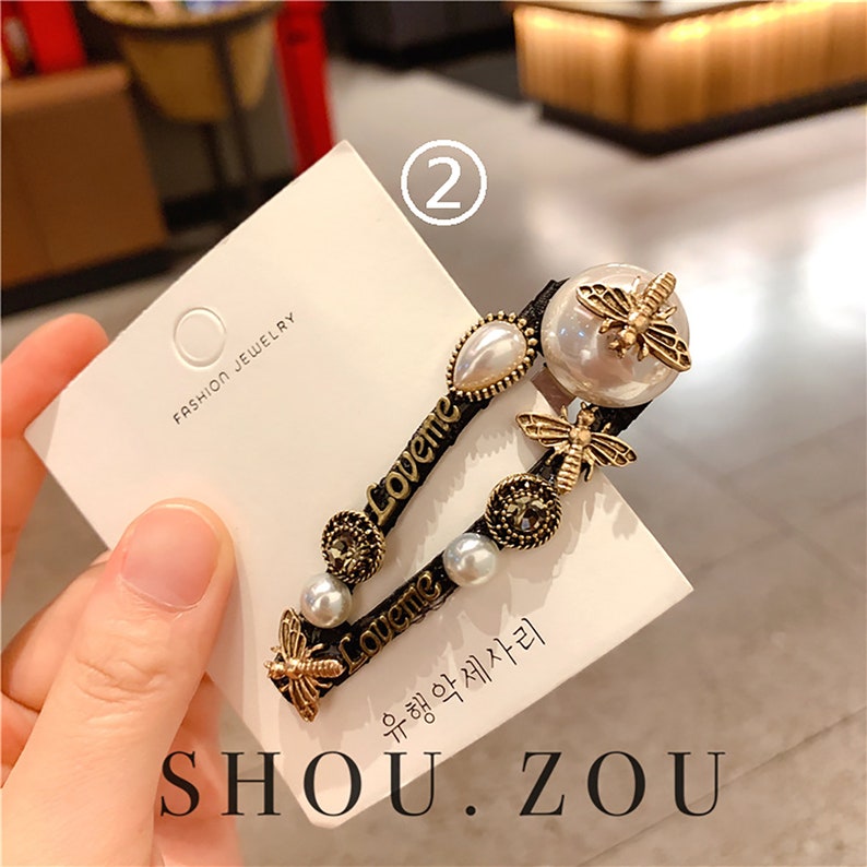 2 Pack Luxury Pearl Hair Clips Designer Hair Clips Hair Etsy