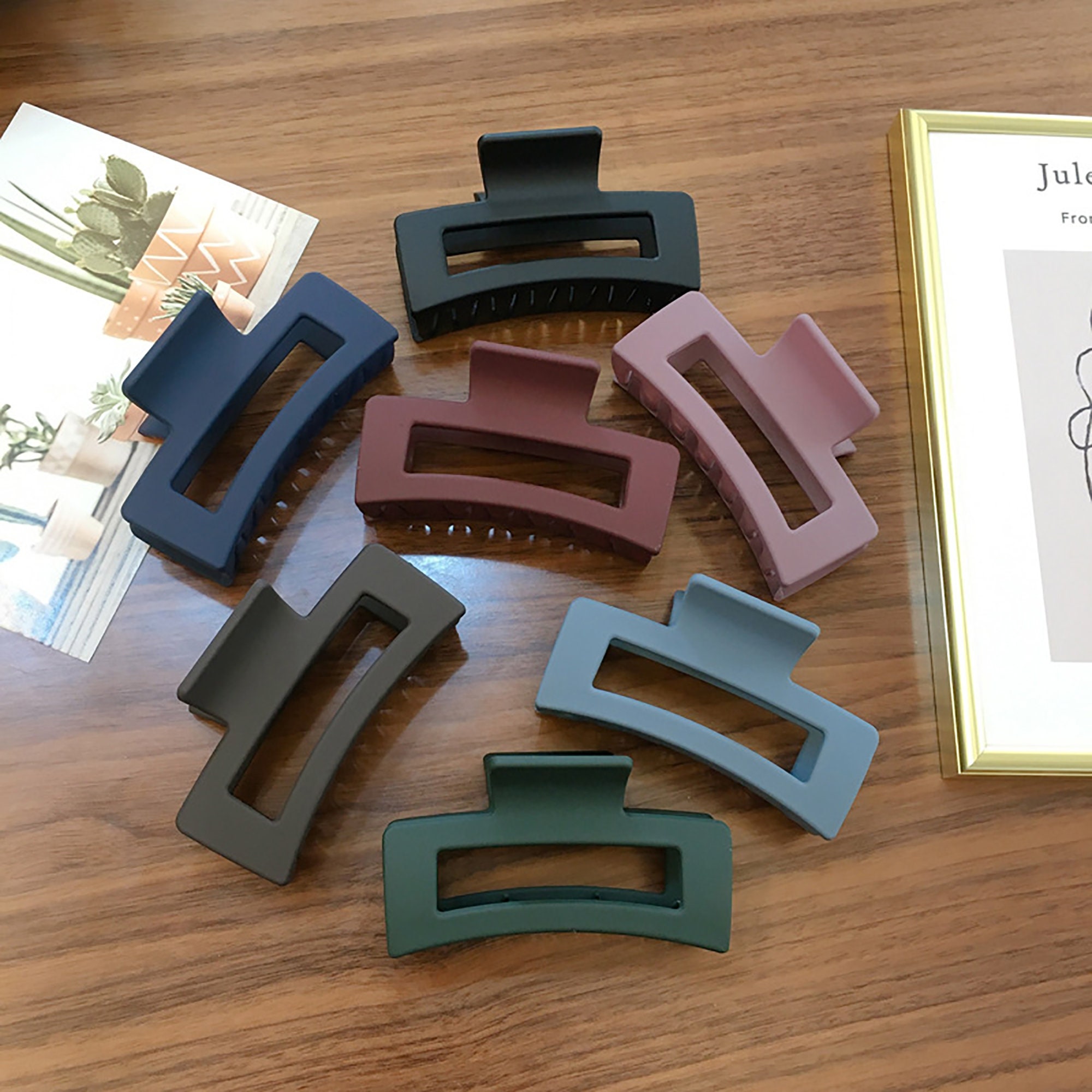 2 Pack Matte Hair Claws Simplicity Hair Claw Black / Navy / Etsy