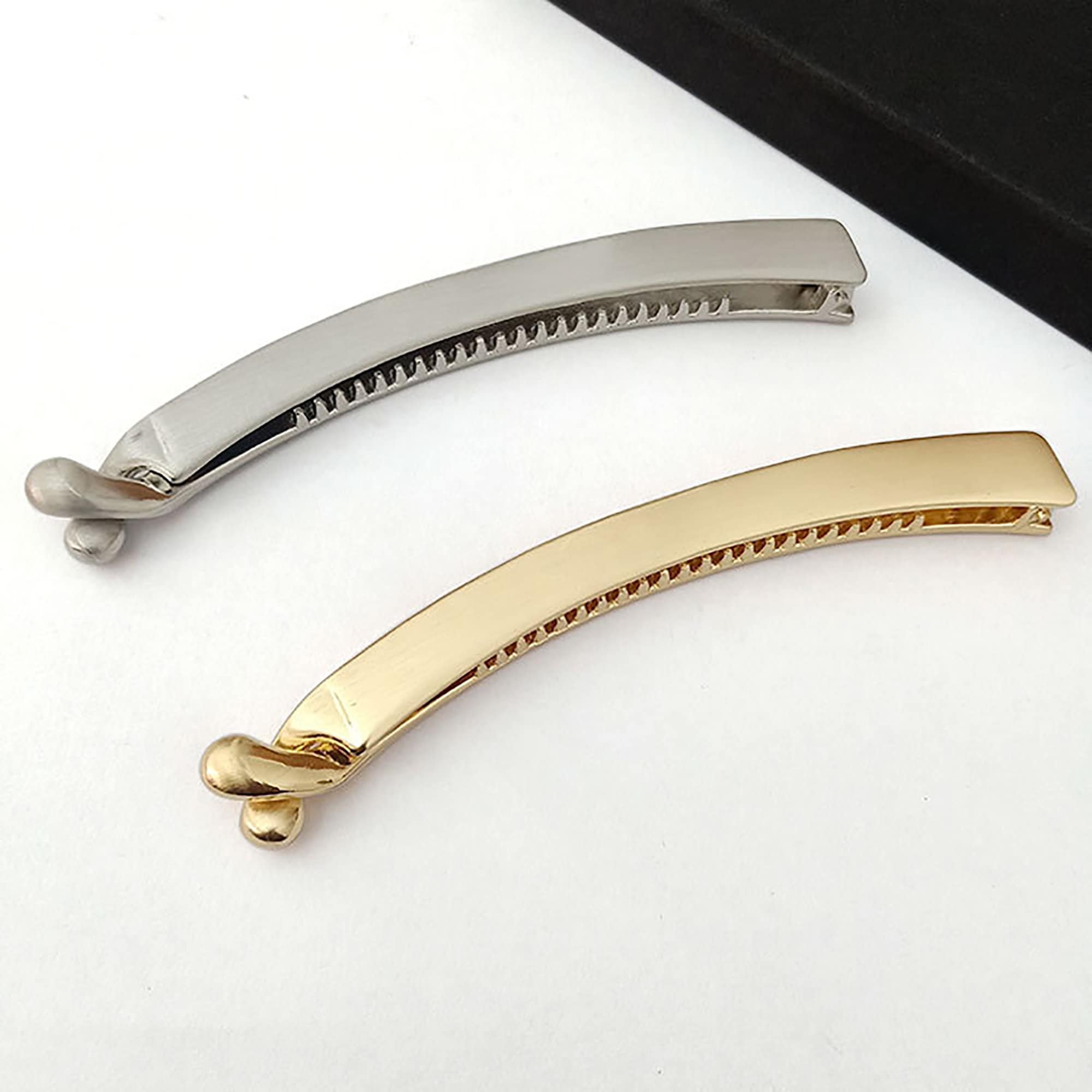 2 Pack Banana Clips Silver Banana Clip Gold Hairpin Korean Etsy