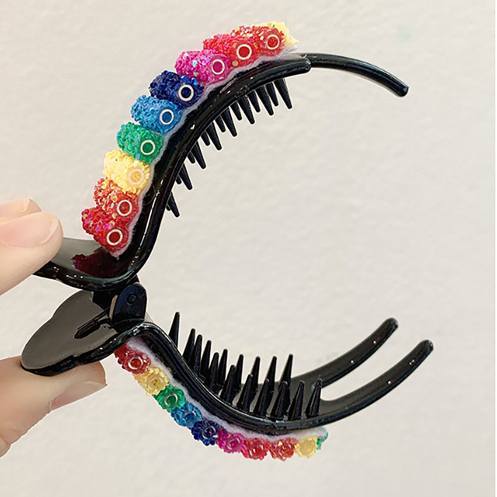 2 Pack Pinkycolor Hair Claws Rainbow Hair Claws Plastic Etsy