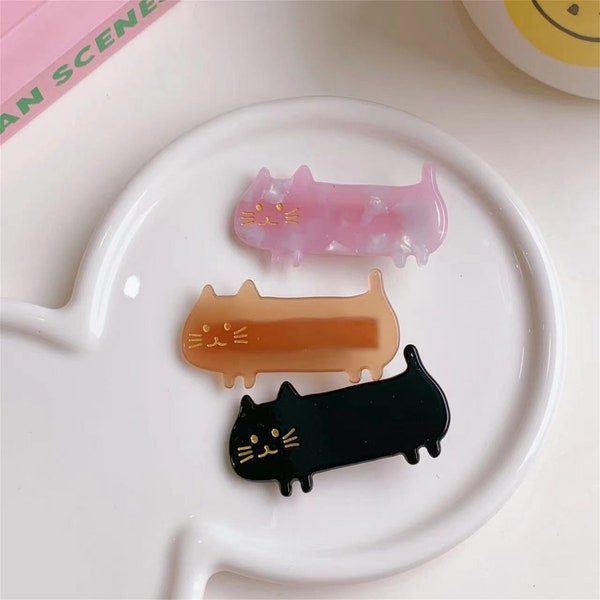 2er Pack süße Katzen Haarspange, Kätzchen Haarspange, Designer Haarspange, koreanische Haarnadel, Acetat Haarkralle, Haarschmuck, Katzenliebhaber Geschenk.