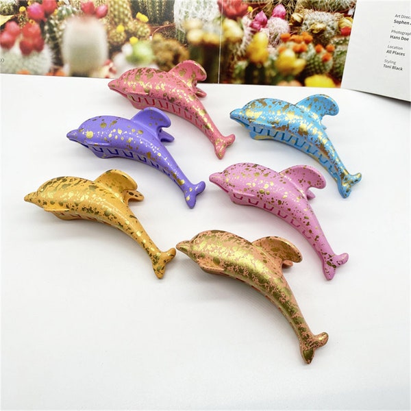 2 Pack Cute Dolphin Hair Claw, Dolphin  Hair Clip, Colorful Hair Claw, Animal Hairpin, Designer Hair Clip, Korean Hairpin, Hair Accessories.