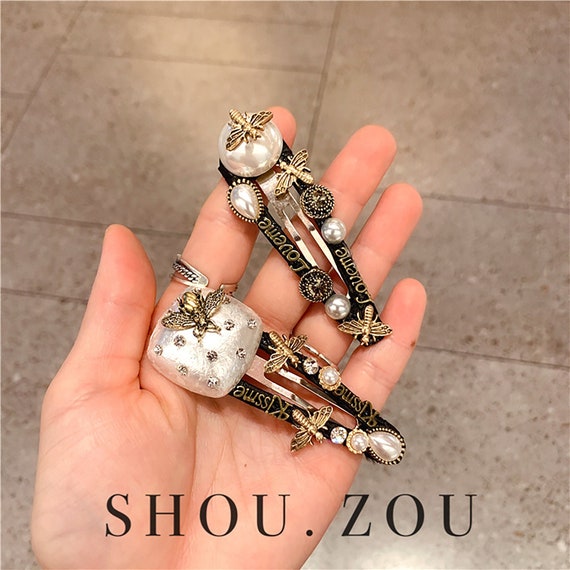 2 Pack Luxury Pearl Hair Clips Designer Hair Clips Hair Etsy