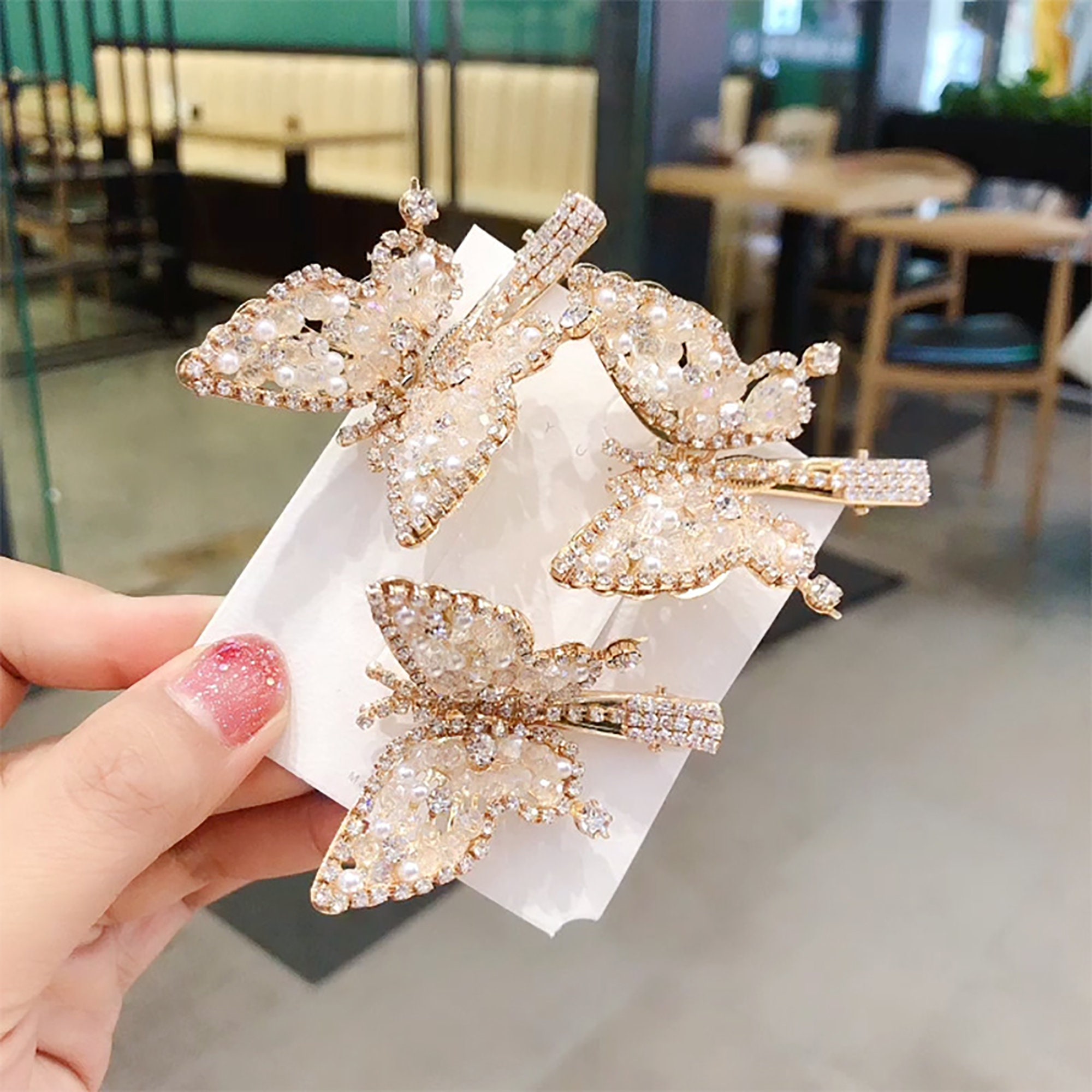 Jewelry Claw Barrette Mini Butterfly Hairpins Crystal Rhinestone Hair Clip Claw