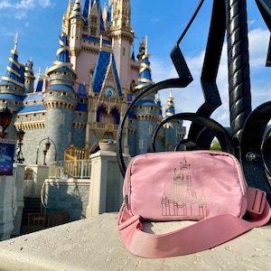 Magical Castle Fanny Pack Pink and Gold Water Resistant Belt Bag