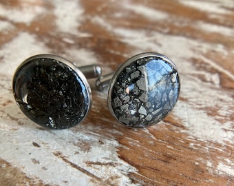 Pyrite Cufflinks, Stainless Steel Cufflinks, Fool's Gold, Gemstone Cufflinks, Inlay Cufflinks, Men's Gift